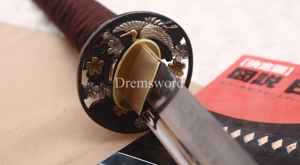 Hadori Polishing L6 Steel Clay Tempered Choji Hamon Katana Rosewood Saya Japanese Samurai Sword Shinogi-Zukuri Sword Brown