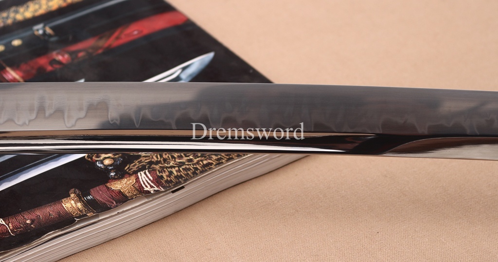 Hadori Polishing L6 Steel Clay Tempered Choji Hamon Katana Rosewood Saya Japanese Samurai Sword Shinogi-Zukuri Sword Brown