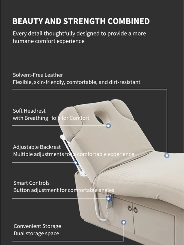 Electric beauty bed，Thermostatic heating massage bed Spa embroidery bed 195*80*64cm---SY181