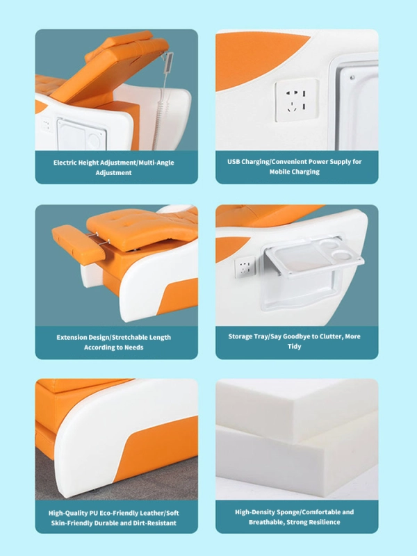 Electric beauty bed，Electric facial washing and beauty bed care massage bed 169*62*65cm---A37