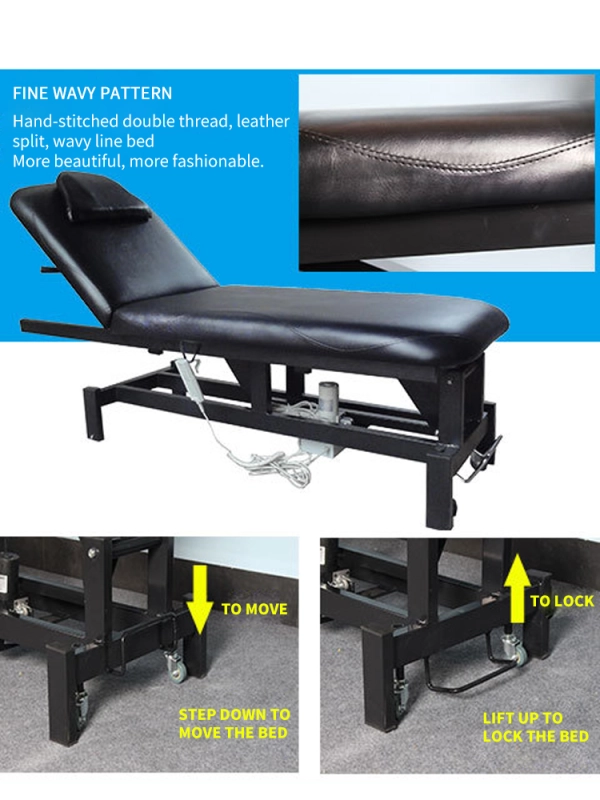 Electric beauty bed, back massage, micro plastic surgery, tattoo and embroidery bed 185*70*52cm---D07