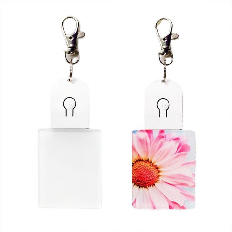 Alwin New Arrival Colorful LED Light Sublimation Keychain 90*45mm