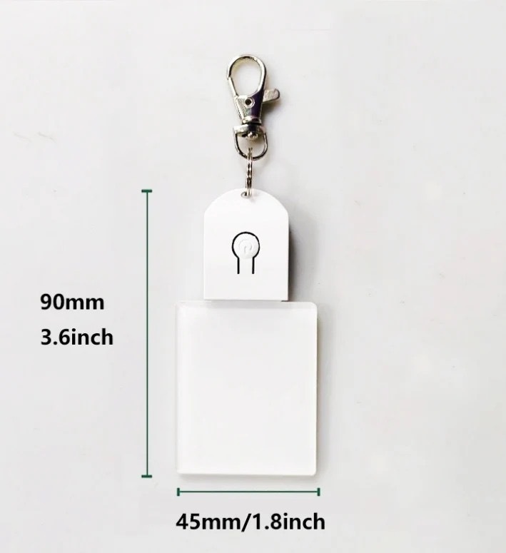 Alwin New Arrival Colorful LED Light Sublimation Keychain 90*45mm