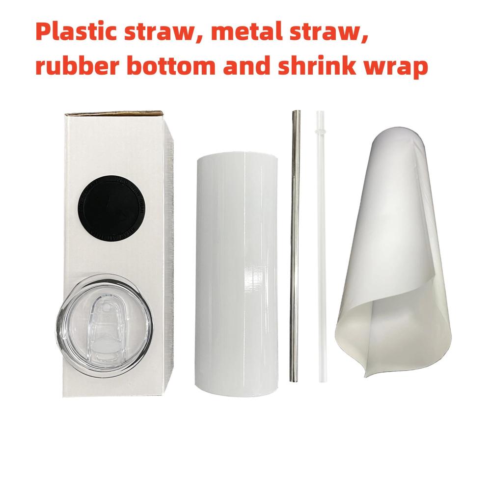 ALWin USA Warehouse Best Seller 20oz Sublimation Straight Tumblers with plastic straw, metal straw, rubber bottom and shrink wrap