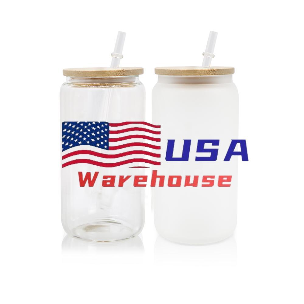 Buy Wholesale China Usa Warehouse 16oz 16 Oz Clear Frosted Blanks  Sublimation Tumbler Mug Cup 16 Ounce Beer Glass Can With Bamboo Lids And  Straw & Sublimation Glass Can at USD 0.99