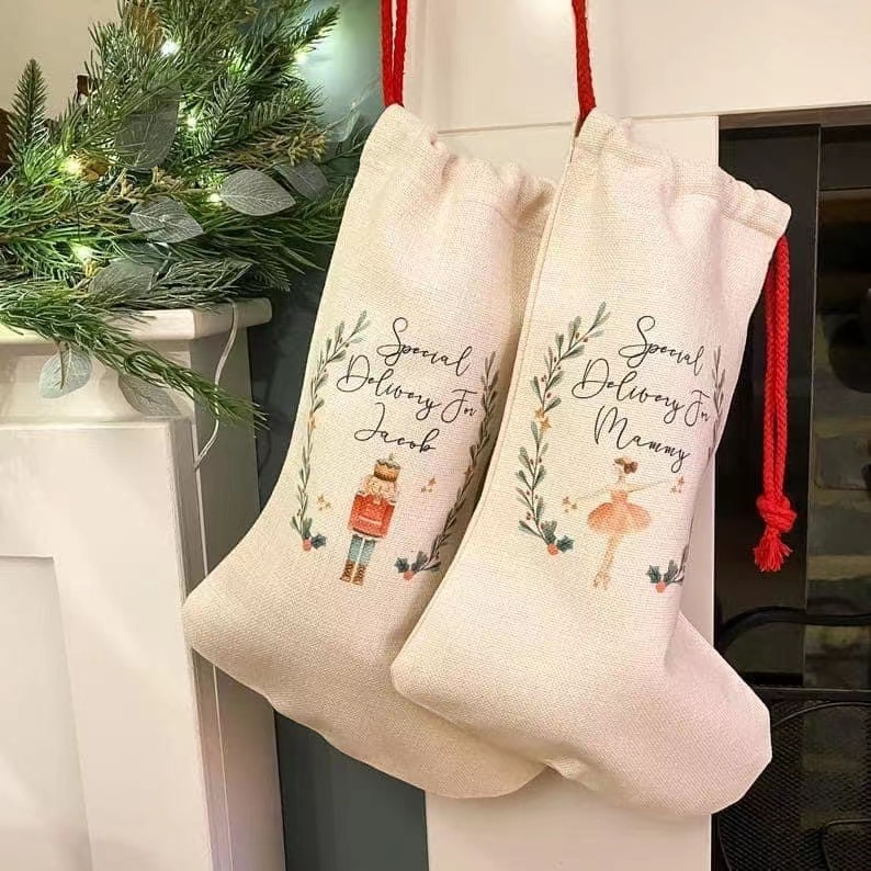 Alwin Sublimated Christmas Stocking Drawstring Pocket W30*H40com China Warehouse Express