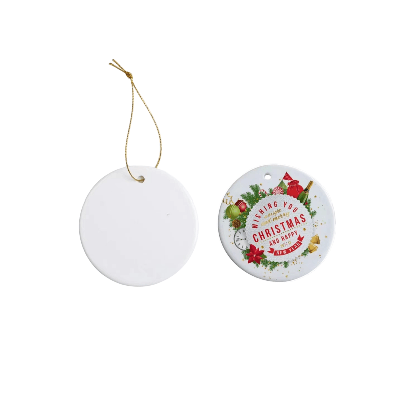 Alwin 3 inch Sublimation Christmas Ceramic Round Ornament Decoration Air Shipping Express