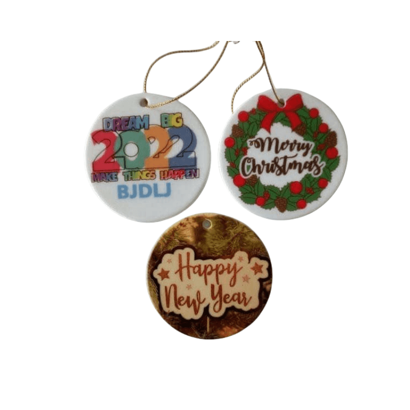 Alwin 3 inch Sublimation Christmas Ceramic Round Ornament Decoration Air Shipping Express