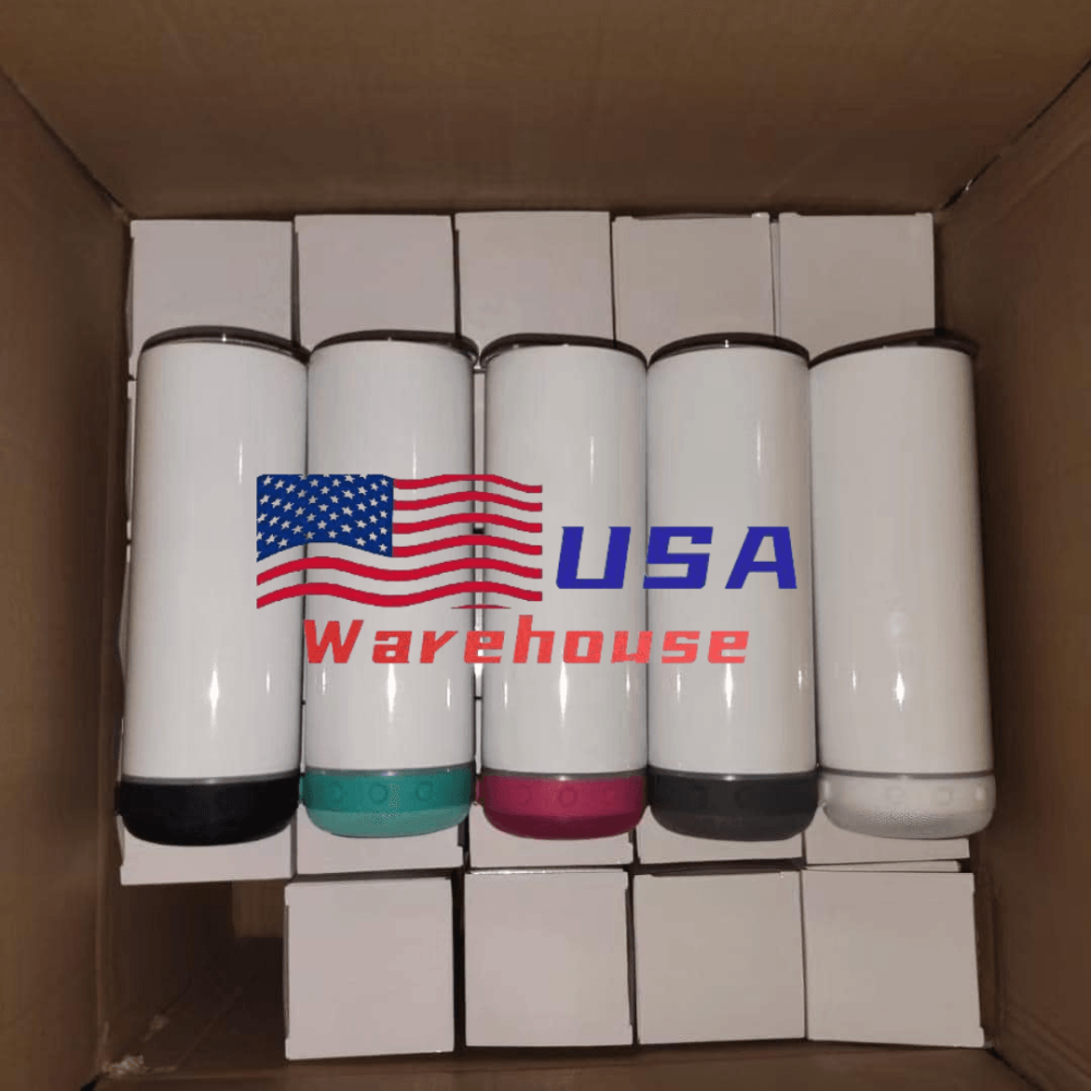 Alwin USA Warehouse RTS 20oz Sublimation Mixed Color Bluthtooth Speaker Tumbler