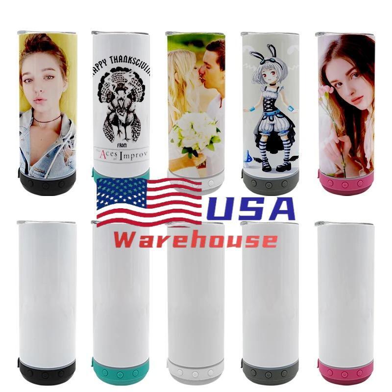 Alwin USA Warehouse RTS 20oz Sublimation Mixed Color Bluthtooth Speaker Tumbler