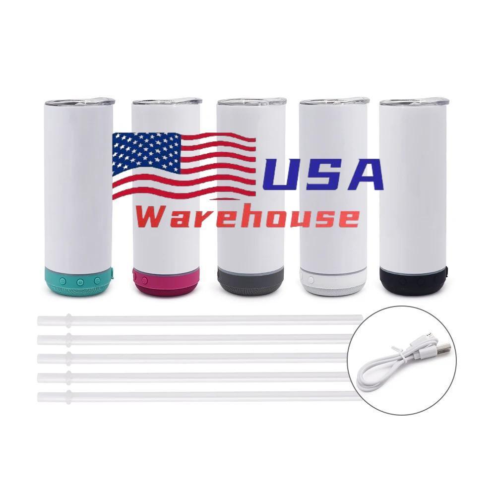 Alwin USA Warehouse RTS 20oz Sublimation Mixed Color Bluthtooth Speaker Tumbler