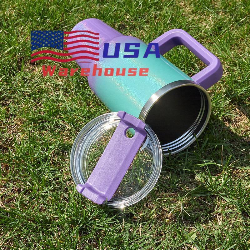 Alwin USA Warehouse 40oz Gradient Sublimation Glitter Tumbler with Straw