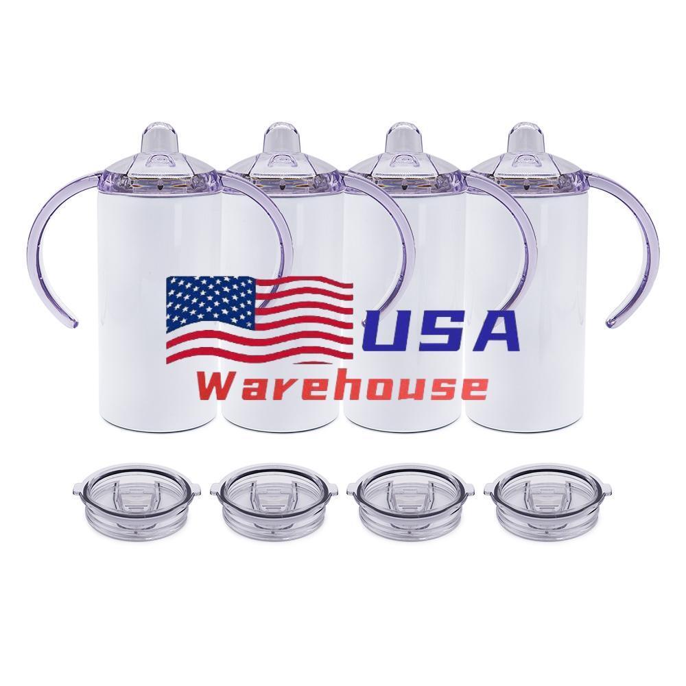 Alwin USA Warehouse 12oz Sublimation Sippy Cups with 2 Lids and Plastic Straw