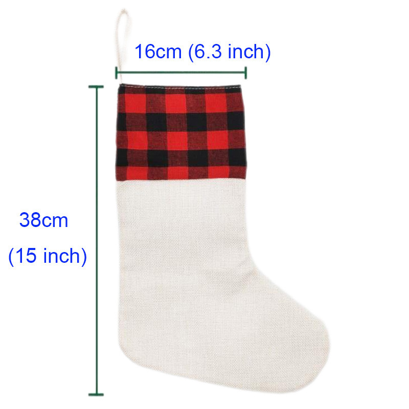 Alwin Christmas Sublimation Plaid Stocking China Warehouse Air Shipping