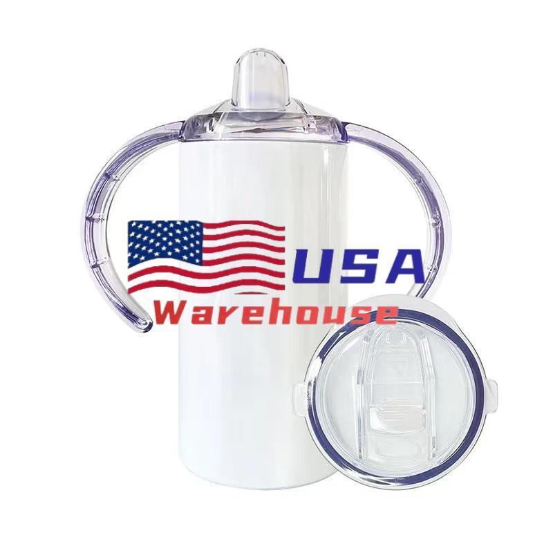 Alwin USA Warehouse 12oz Sublimation Sippy Cups with 2 Lids and Plastic Straw