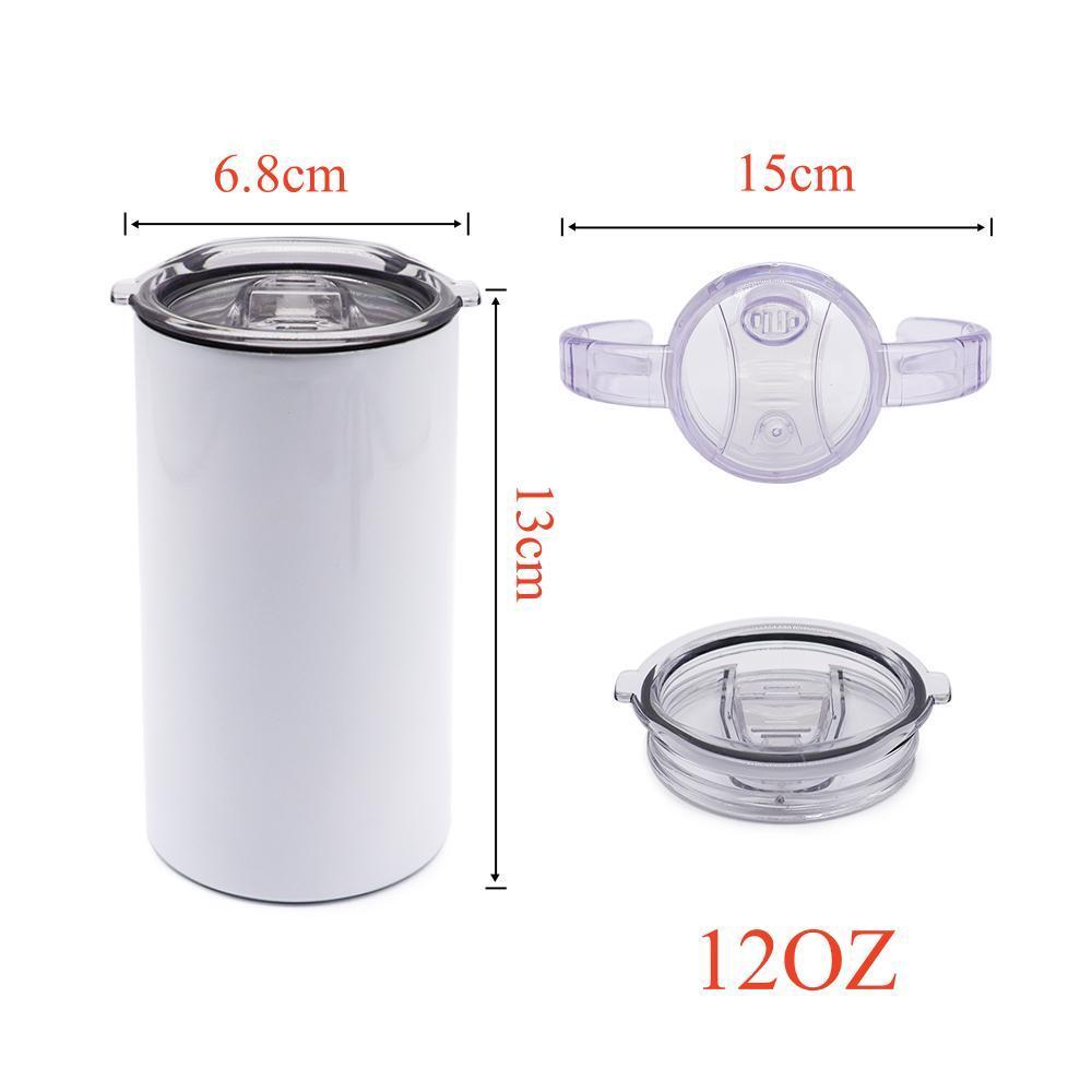 Alwin USA Warehouse 12oz Sublimation Sippy Cups with 2 Lids and Plastic Straw