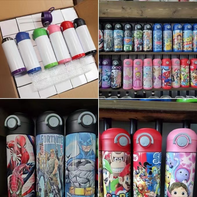 Alwin USA Warehouse 12OZ Sublimation Flip Top Kids Bottle