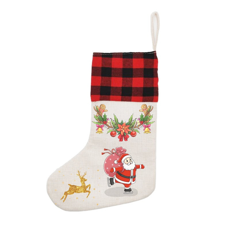Alwin Christmas Sublimation Plaid Stocking China Warehouse Air Shipping