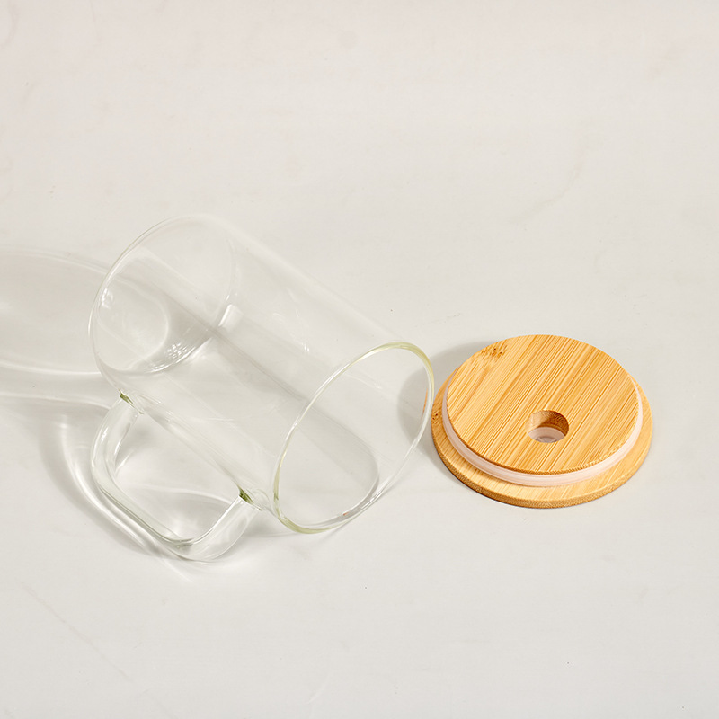 Alwin USA Warehouse RTS 15oz Sublimation Clear Frosted Glass Mug With Handle