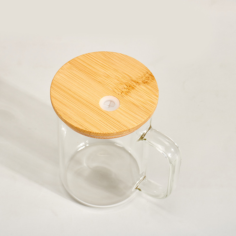 Alwin USA Warehouse RTS 15oz Sublimation Clear Frosted Glass Mug With Handle