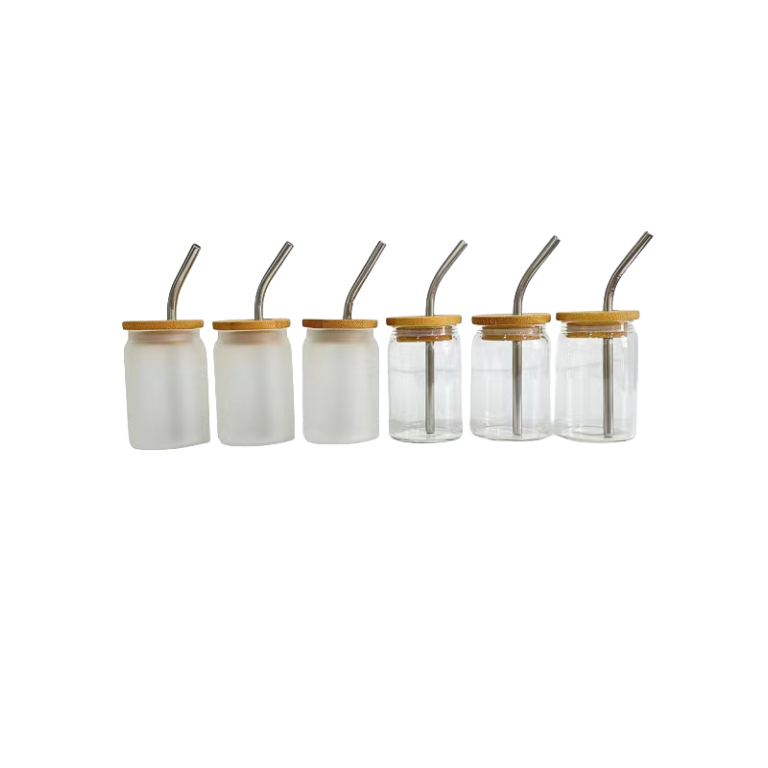 Alwin RTS 3.5oz Blank Sublimation Mini Glass Cans Shot Glass Tumbler with Straw