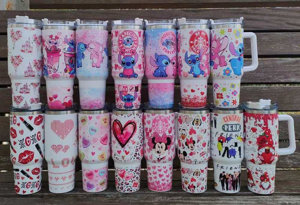 Alwin Christmas Grinch Valentine Design 40oz Stainless Steel Tumbler with Handle 3D Print Mix China Warehouse