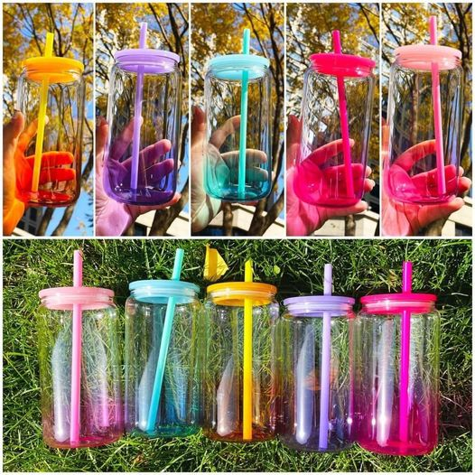 Alwin New Arrival 16oz Ombre Jelly Glass Clear Mixed Color Presale USA Warehouse RTS