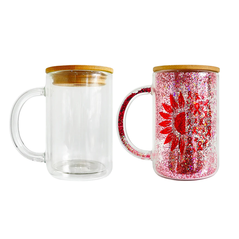 Alwin 15oz Sublimation Snow Globe Glass Mug with Handle USA Warehouse Presale