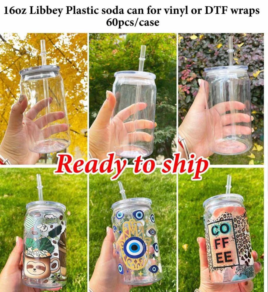 Alwin China Warehouse 16oz Acrylic Plastic Can with Clear Pp Lid ship out on March 15