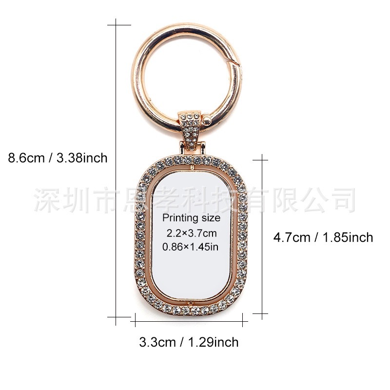 Alwin Sublimation double sided printing rotating diamond studded metal keychain China