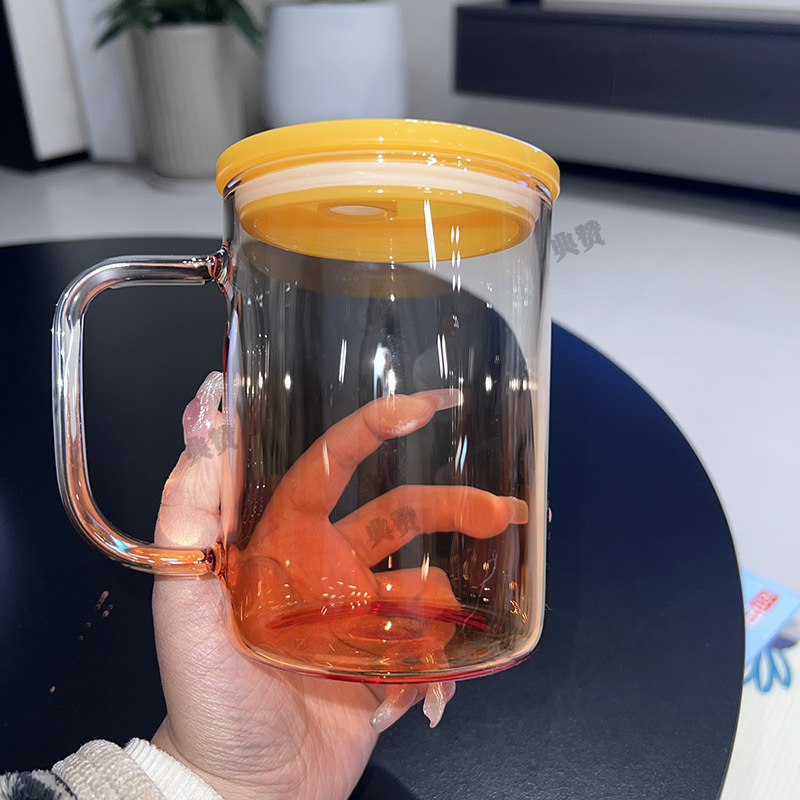 Alwin 17oz Sublimation Transparent Gradient Glass Mug with Handle USA RTS