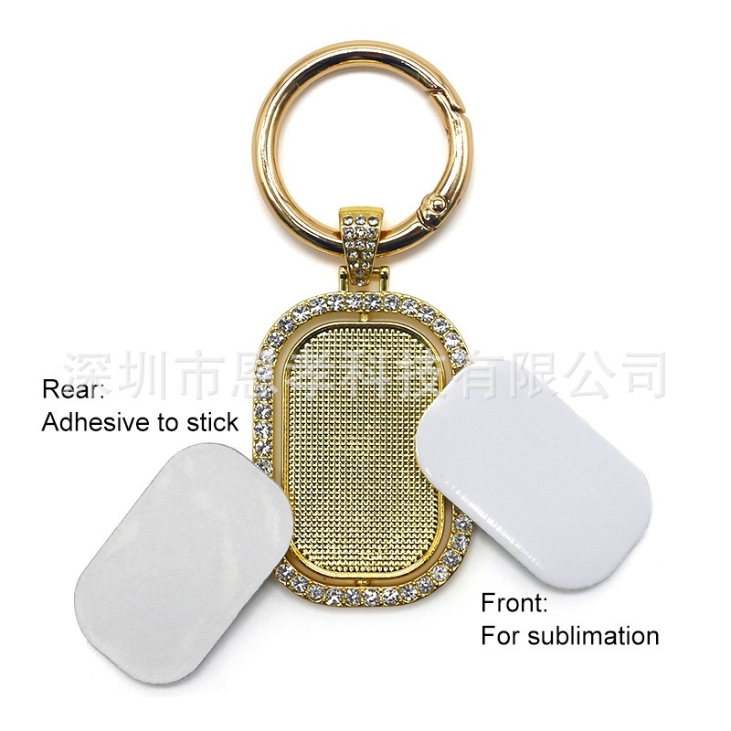 Alwin Sublimation double sided printing rotating diamond studded metal keychain China