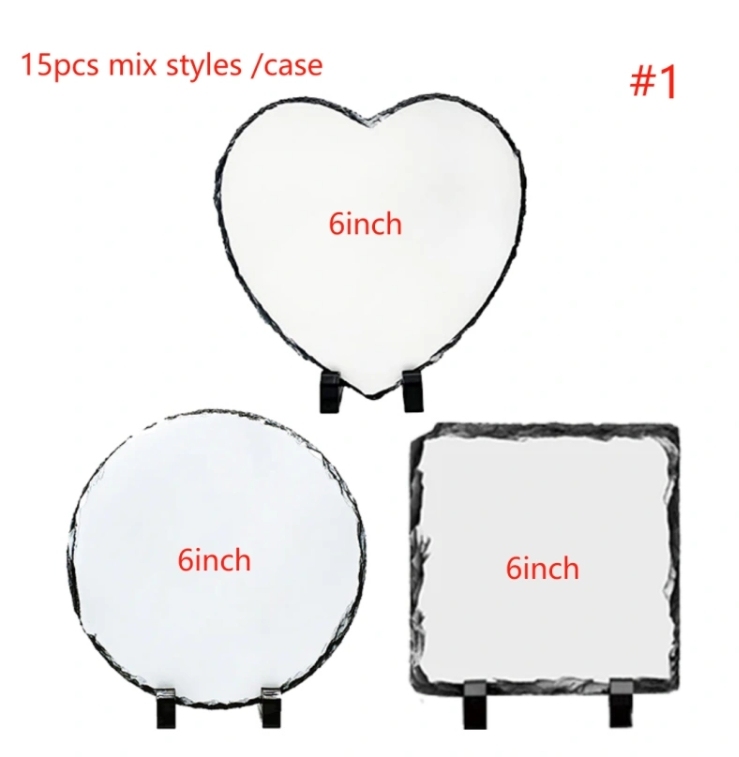 Alwin USA RTS Rock Sublimation Slate Blanks Photo Frame 3 Shapes Mixed