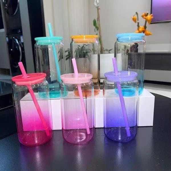 Alwin New Arrival 16oz Ombre Jelly Glass Clear Mixed Color Presale USA Warehouse RTS