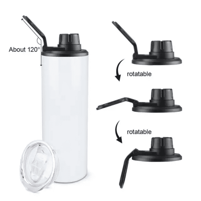 Alwin US RTS 20oz Straight Sublimation Sport Tumbler with 2 Lids (25PCS)