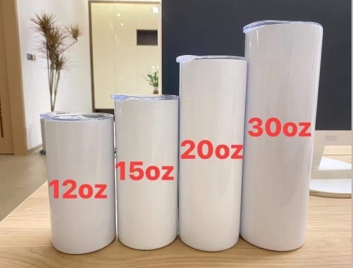 Alwin US RTS 30oz 22oz 20oz 15oz 12oz Sublimation Straight Glossy Tumbler (25PCS)