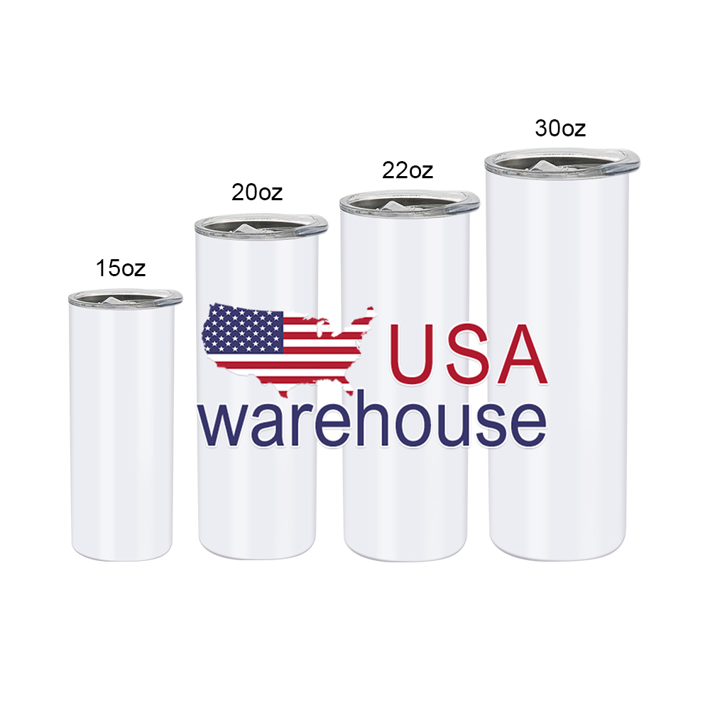 Alwin US RTS 30oz 22oz 20oz 15oz 12oz Sublimation Straight Glossy Tumbler (25PCS)