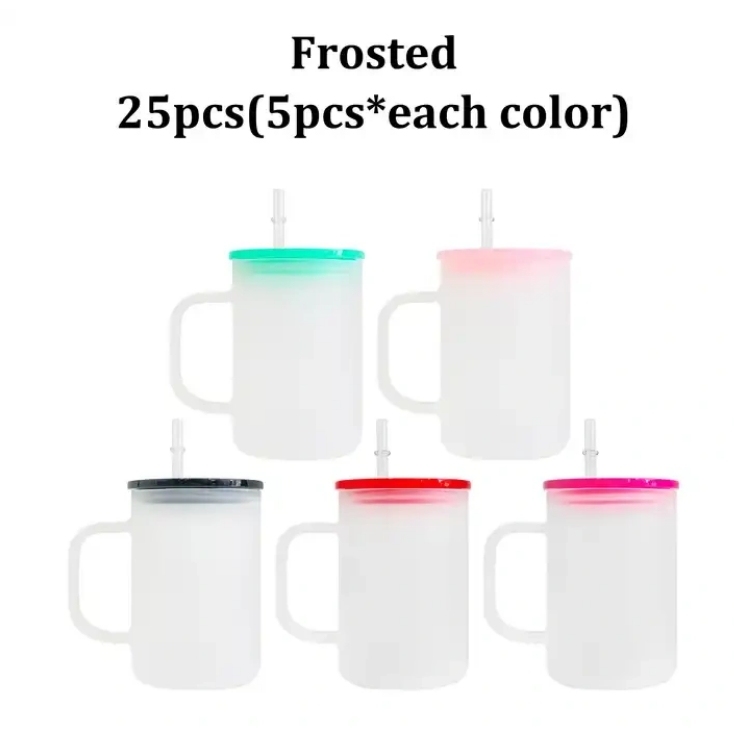Alwin US RTS 17oz Sublimation Glass Mug with Colored Plastic Lid Free Shipping (25PCS)