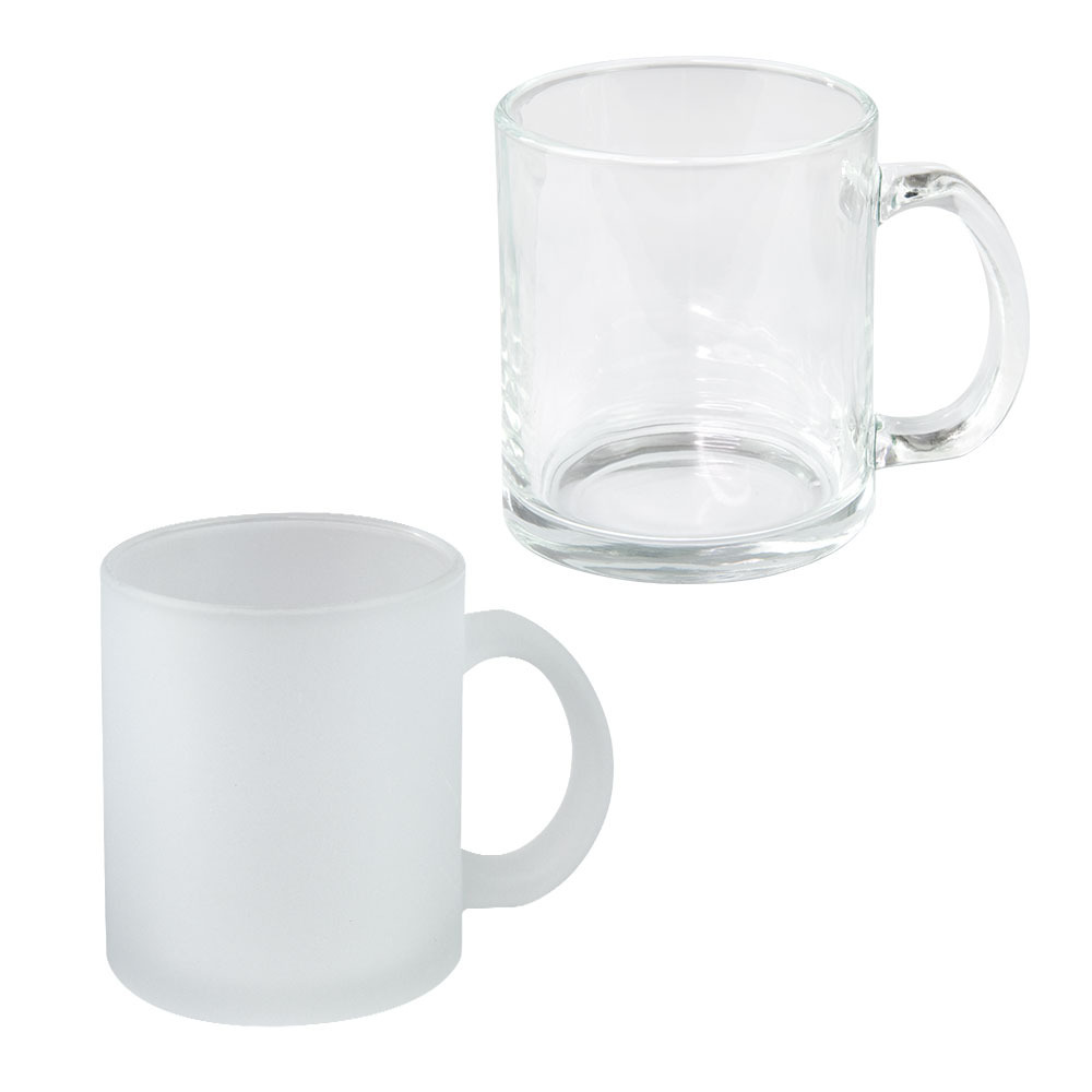 Alwin USA RTS 11oz Sublimation Blanks Clear/Frosted Glass Mug with Handle
