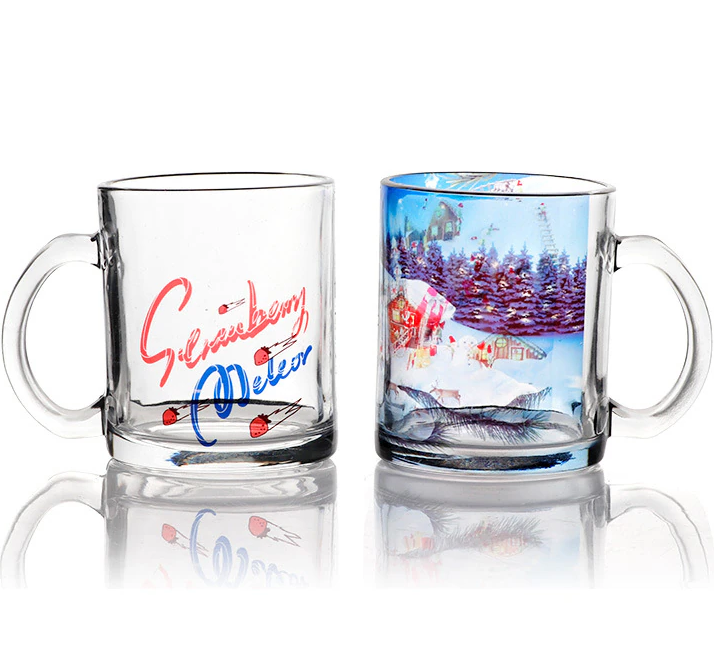 Alwin USA RTS 11oz Sublimation Blanks Clear/Frosted Glass Mug with Handle