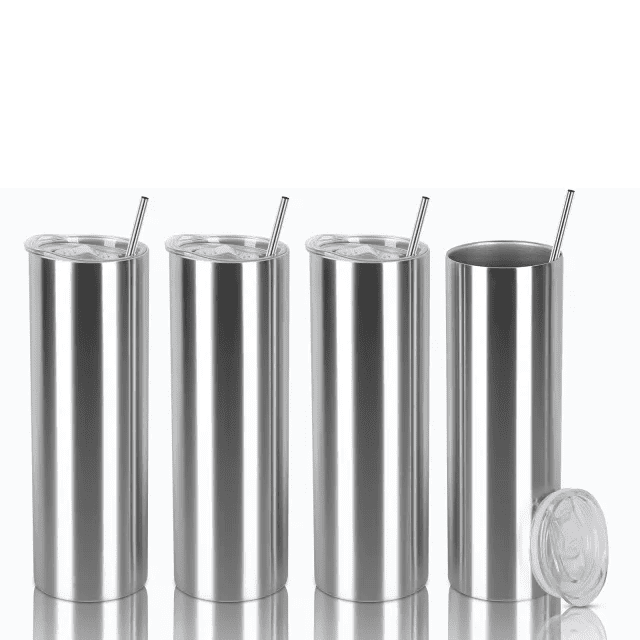 Alwin USA RTS 20oz Stainless Steel Silver Skinny Straight Tumbler Double Wall