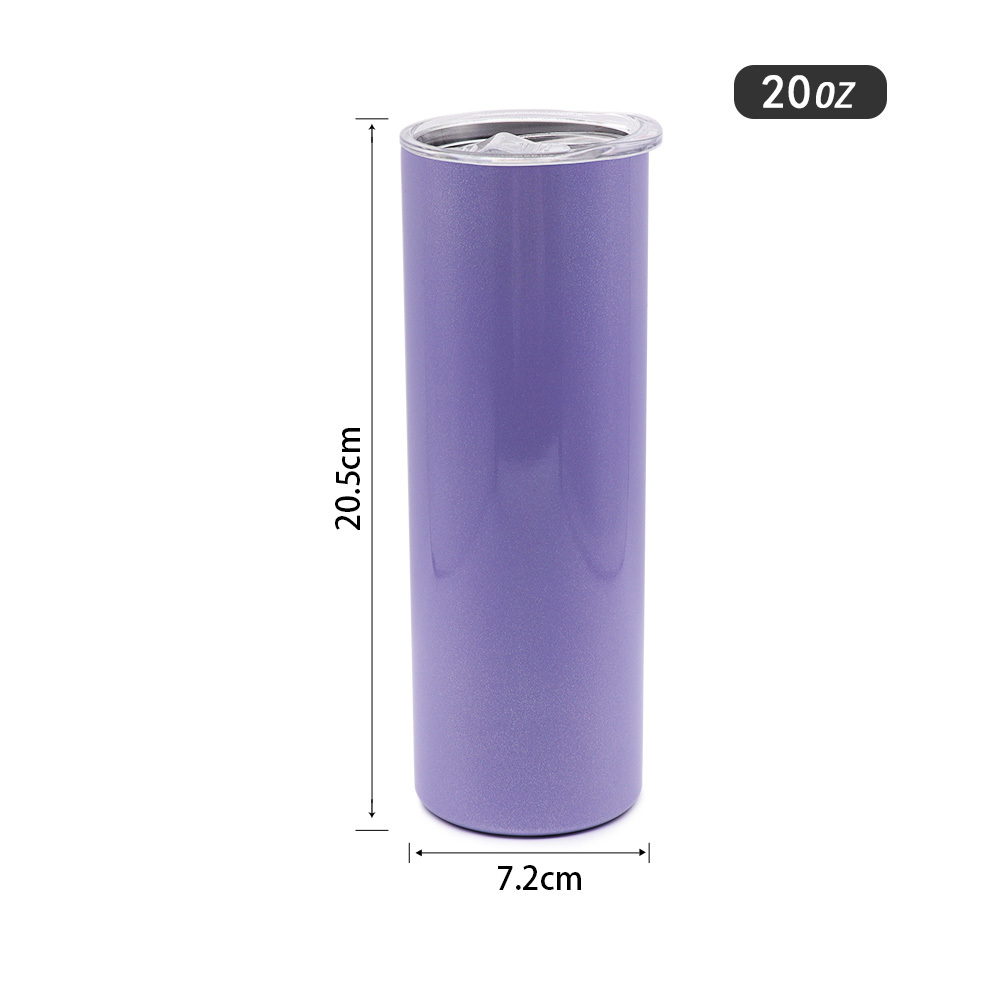 Alwin USA RTS 20oz White/Mixed color Glitter Skinny Sublimation Tumbler