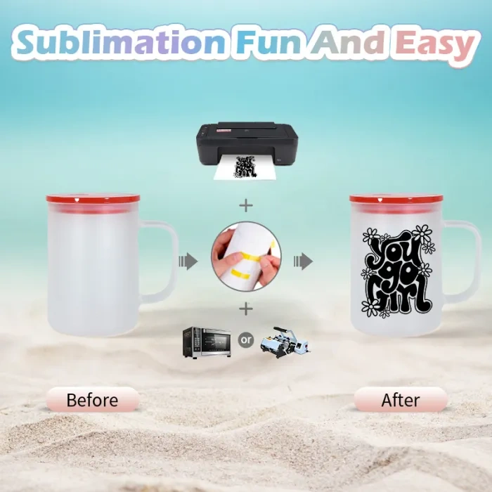 Alwin US RTS 17oz Sublimation Glass Mug with Colored Plastic Lid Free Shipping (25PCS)