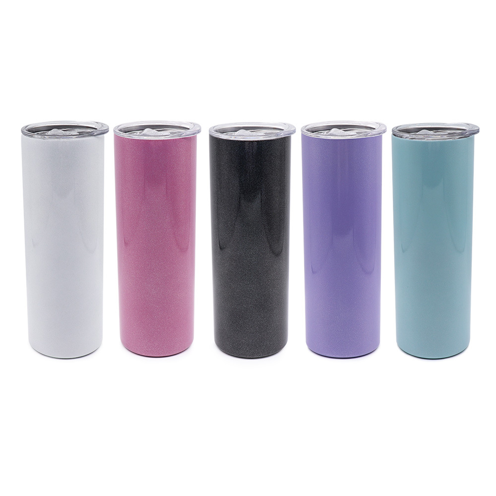 Alwin USA RTS 20oz White/Mixed color Glitter Skinny Sublimation Tumbler