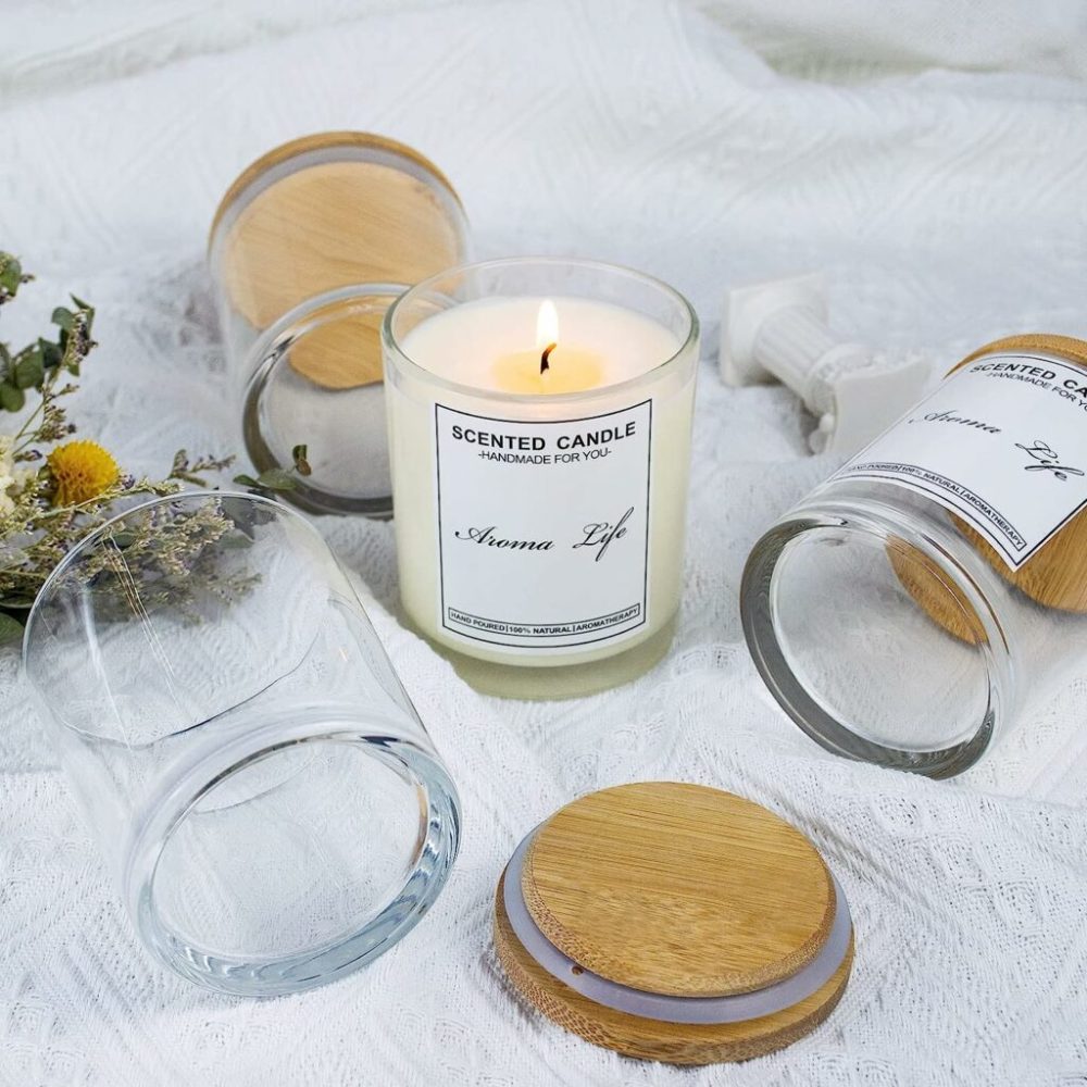 Alwin USA RTS 9oz Straight Sublimation Candle Jar with Bamboo Lids