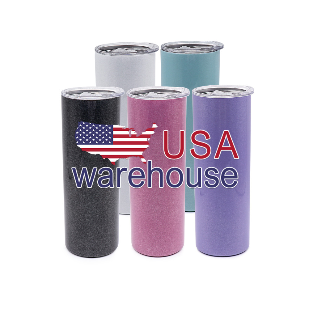 Alwin USA RTS 20oz White/Mixed color Glitter Skinny Sublimation Tumbler