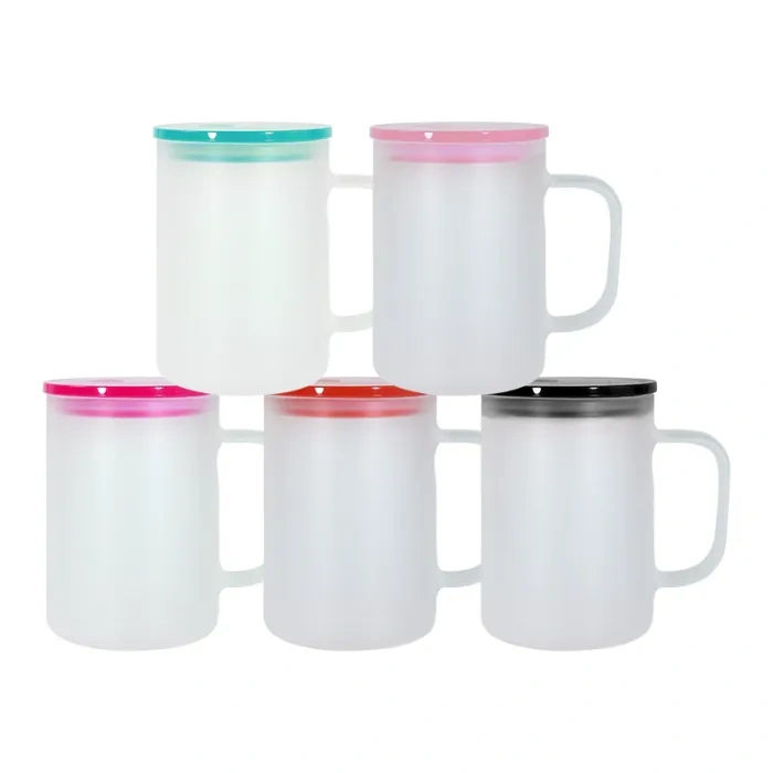 Alwin US RTS 17oz Sublimation Glass Mug with Colored Plastic Lid Free Shipping (25PCS)