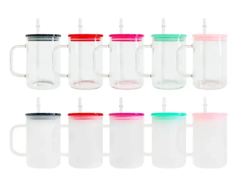 Alwin US RTS 17oz Sublimation Glass Mug with Colored Plastic Lid Free Shipping (25PCS)