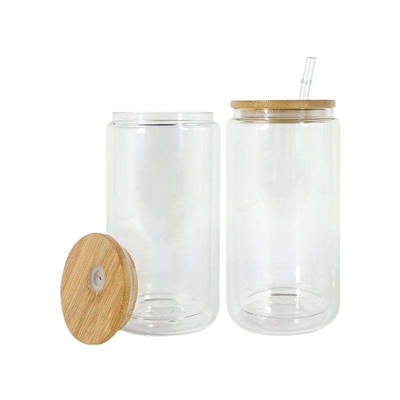Alwin US warehouse 12oz/16oz/20oz Snowglobe Can Glass Double Wall Glass Tumbler Pre-Drilled