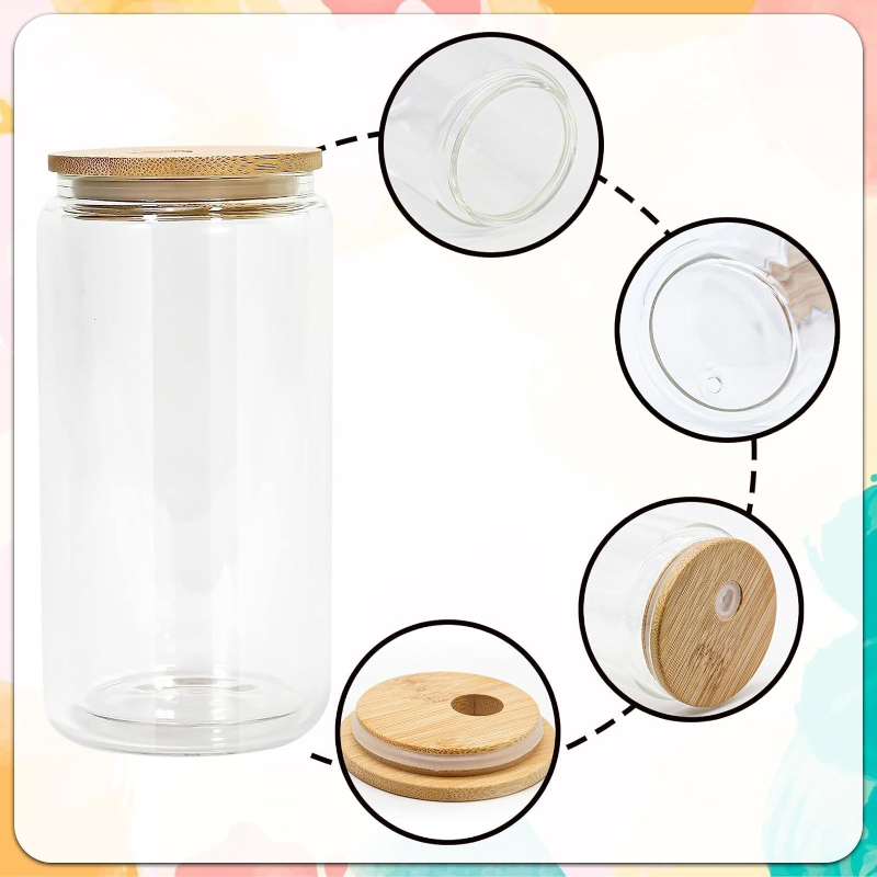 Alwin US warehouse 12oz/16oz/20oz Snowglobe Can Glass Double Wall Glass Tumbler Pre-Drilled